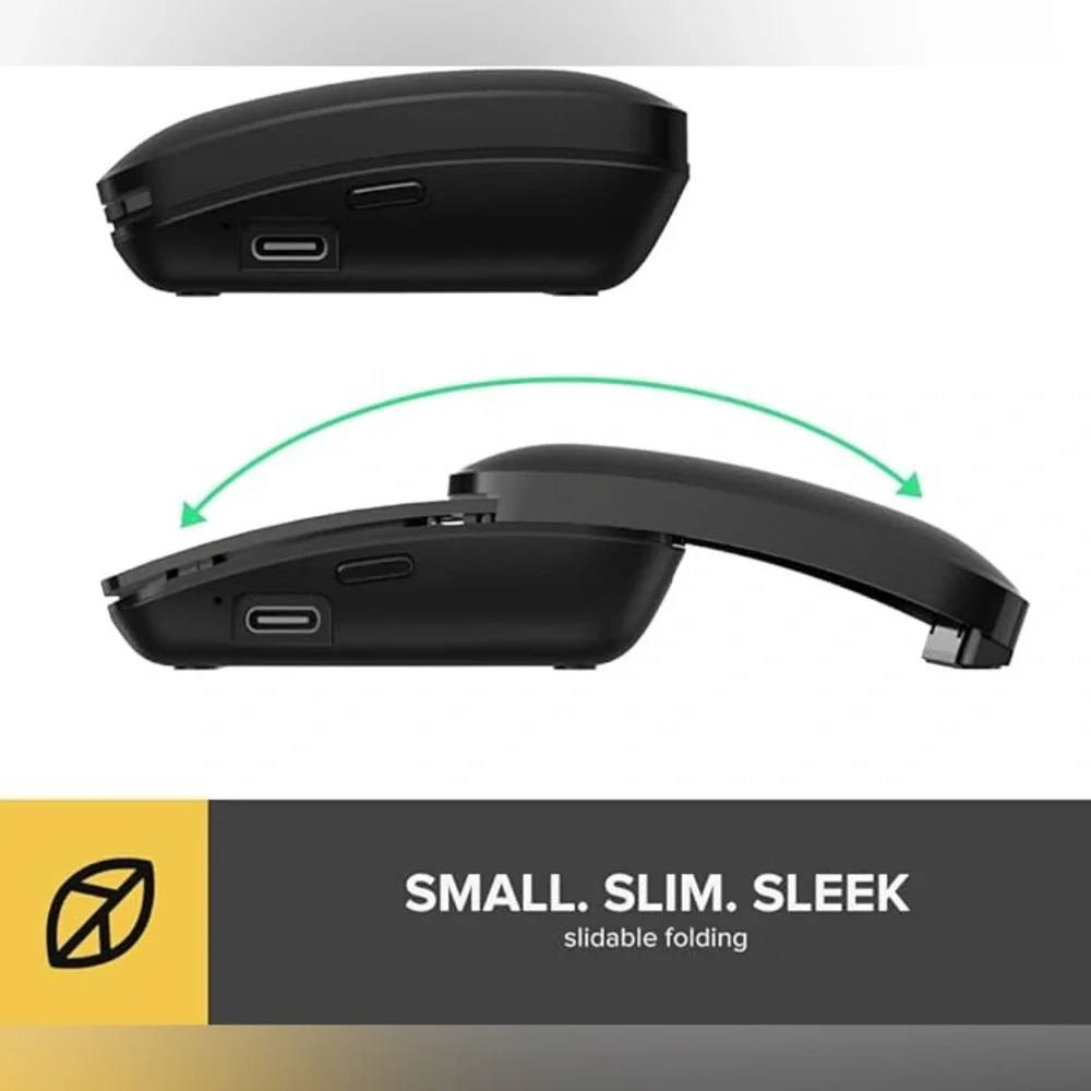 DeLUX 2-in-1 Sliding Rechargeable Wireless Laser Pointer Slim Bluetooth Mouse